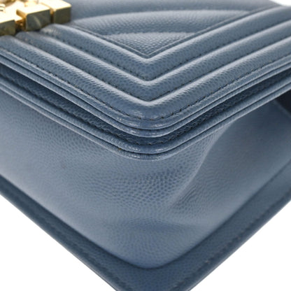 Boy Chanel 2018 Light Blue Caviar Skin Small Chain Shoulder Bag
