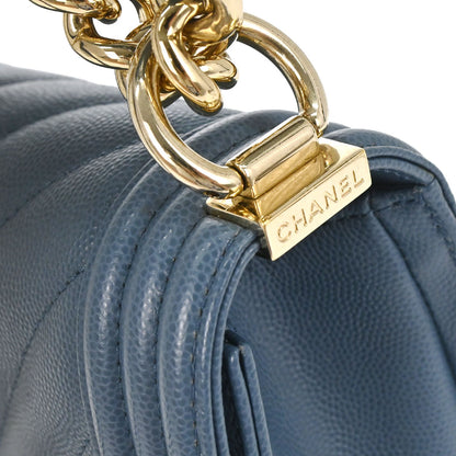 Boy Chanel 2018 Light Blue Caviar Skin Small Chain Shoulder Bag