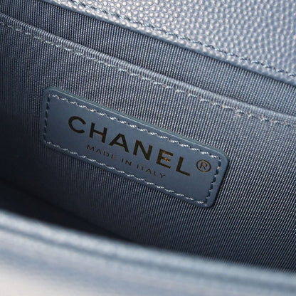 Boy Chanel 2018 Light Blue Caviar Skin Small Chain Shoulder Bag