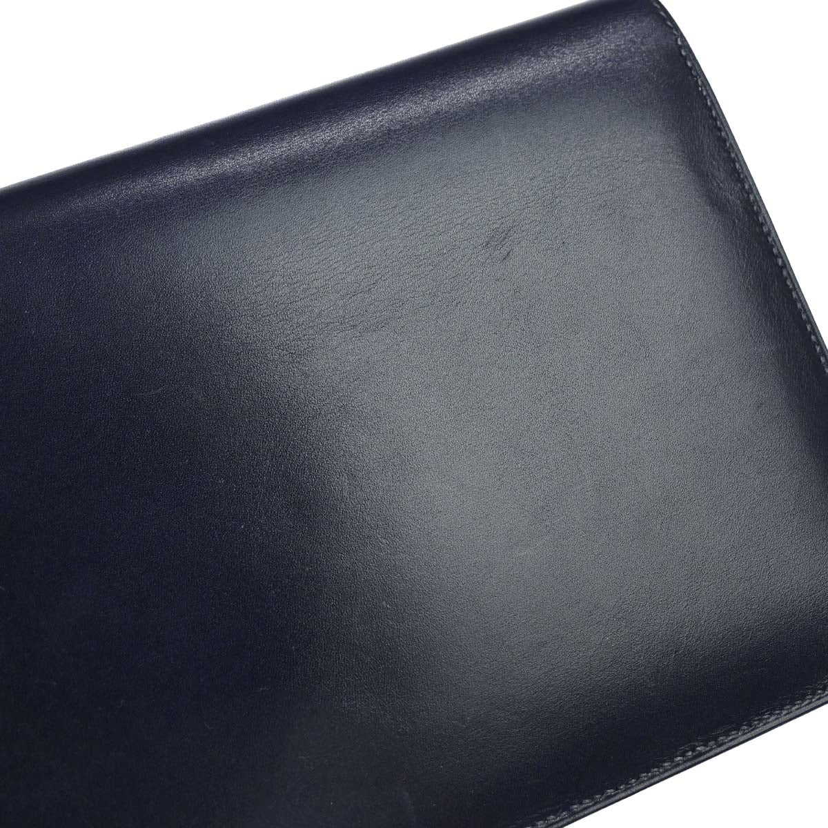 Hermes Blue Navy Box Calf Pochette Jet Clutch Bag