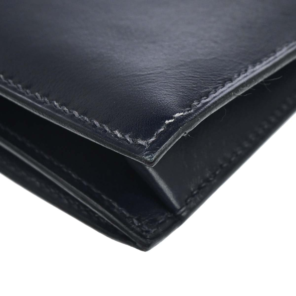 Hermes Blue Navy Box Calf Pochette Jet Clutch Bag