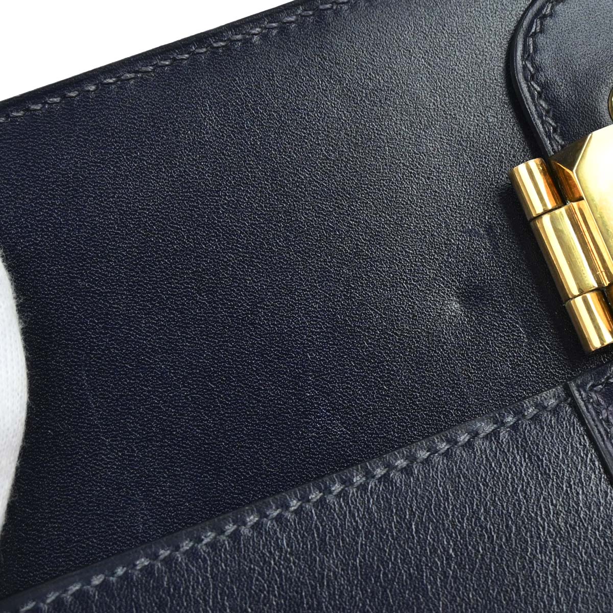 Hermes Blue Navy Box Calf Pochette Jet Clutch Bag