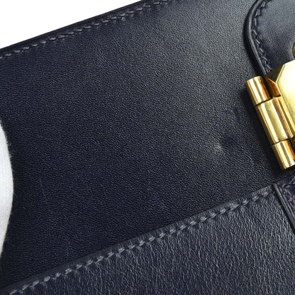 Hermes Blue Navy Box Calf Pochette Jet Clutch Bag