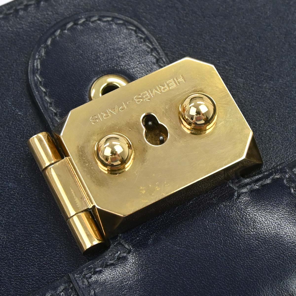 Hermes Blue Navy Box Calf Pochette Jet Clutch Bag