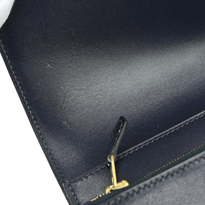 Hermes Blue Navy Box Calf Pochette Jet Clutch Bag