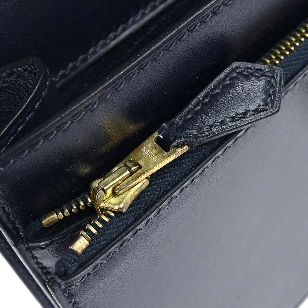 Hermes Blue Navy Box Calf Pochette Jet Clutch Bag