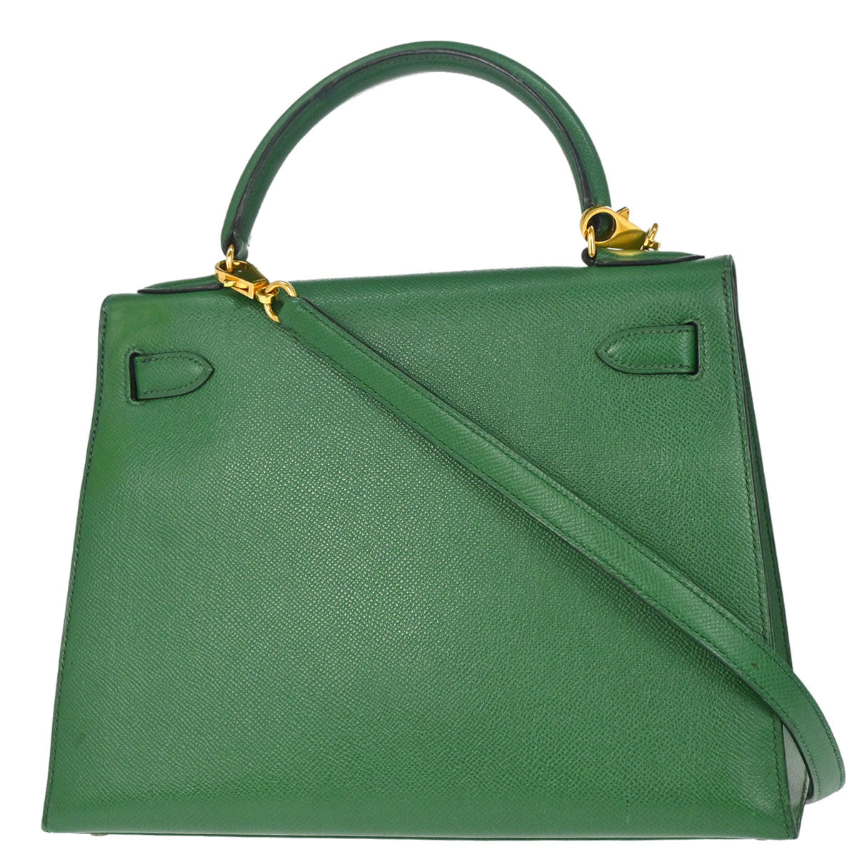 Hermes Green Courchevel Kelly 28 Sellier 2way Shoulder Handbag