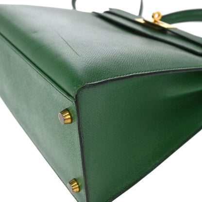 Hermes Green Courchevel Kelly 28 Sellier 2way Shoulder Handbag