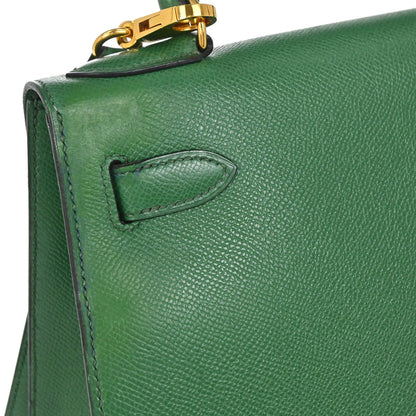 Hermes Green Courchevel Kelly 28 Sellier 2way Shoulder Handbag
