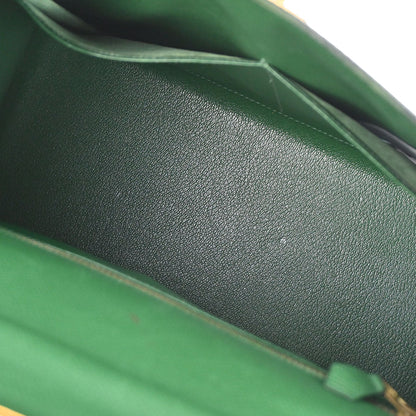 Hermes Green Courchevel Kelly 28 Sellier 2way Shoulder Handbag