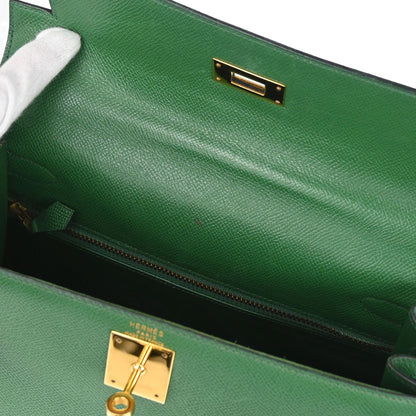 Hermes Green Courchevel Kelly 28 Sellier 2way Shoulder Handbag