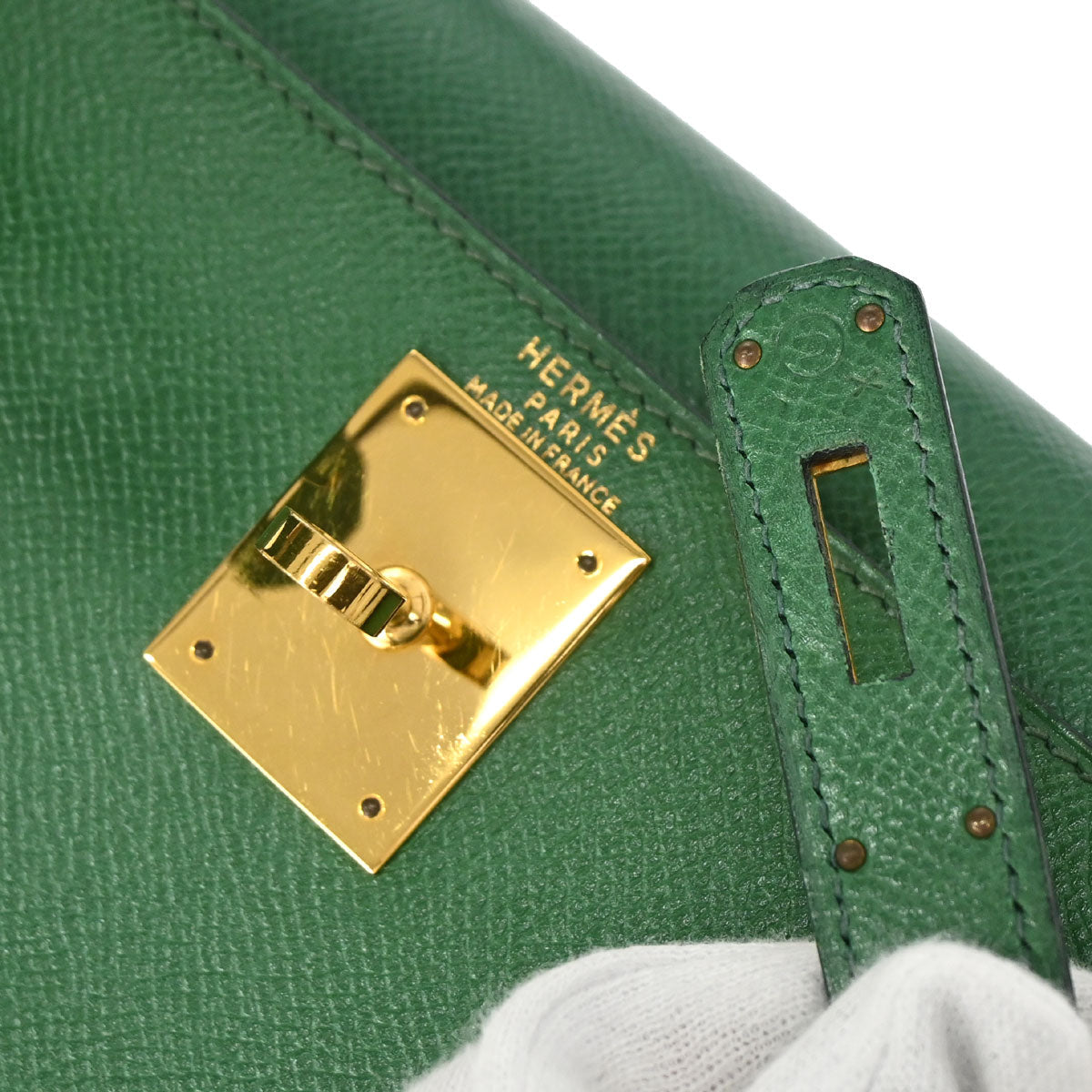 Hermes Green Courchevel Kelly 28 Sellier 2way Shoulder Handbag