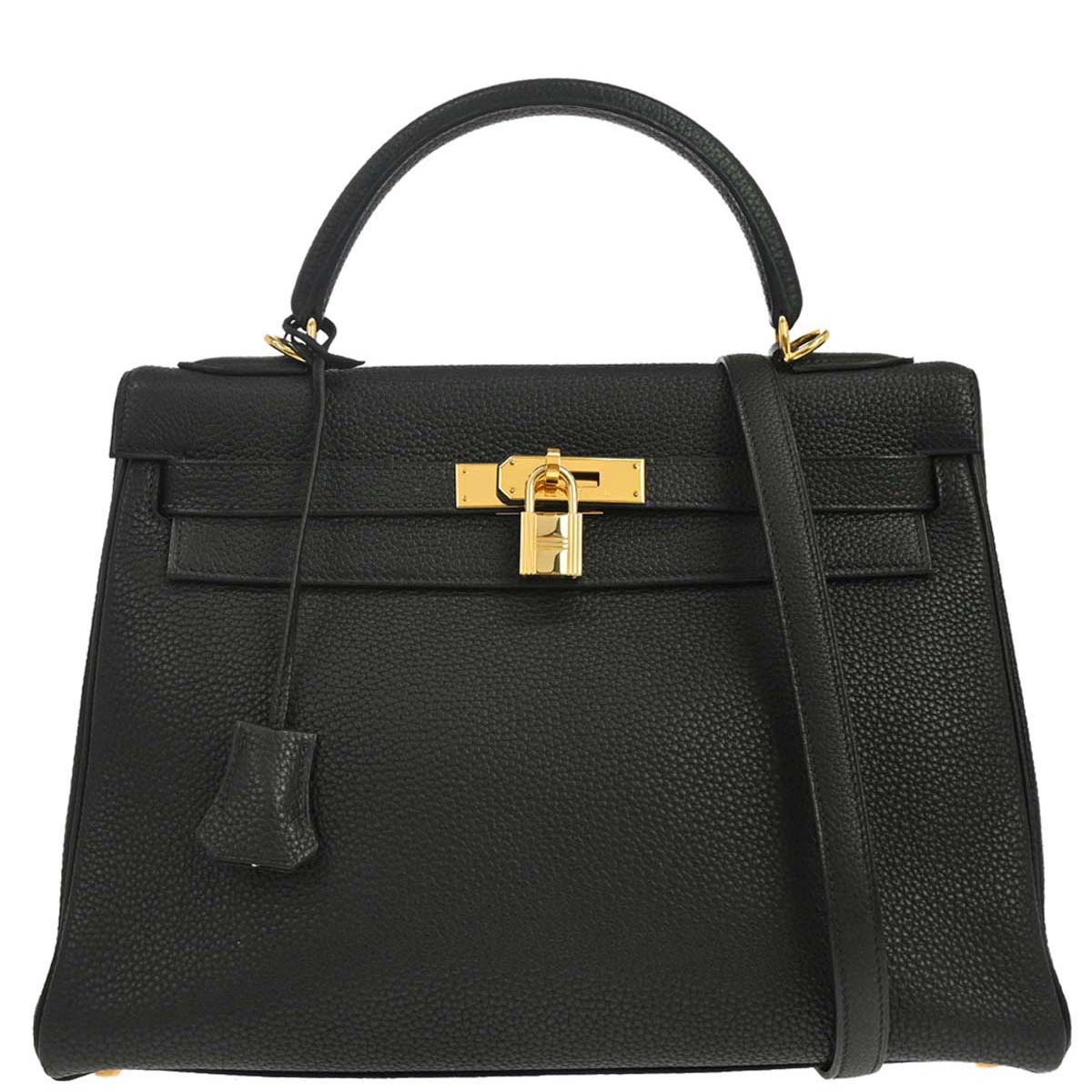 Hermes Black Taurillon Clemence Kelly 32 Retourne 2way Shoulder Handbag