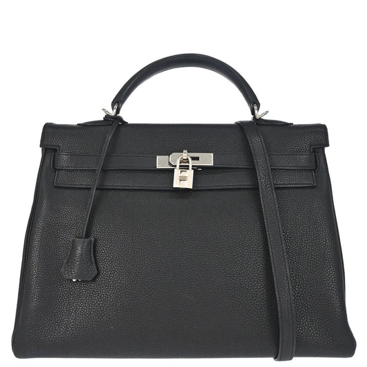 Hermes Black Togo Kelly 35 Retourne 2way Shoulder Handbag