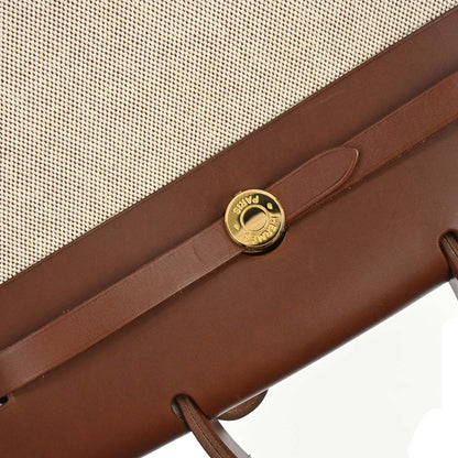 Hermes Beige Brown Toile H Herbag a Dos 2 in 1 Backpack