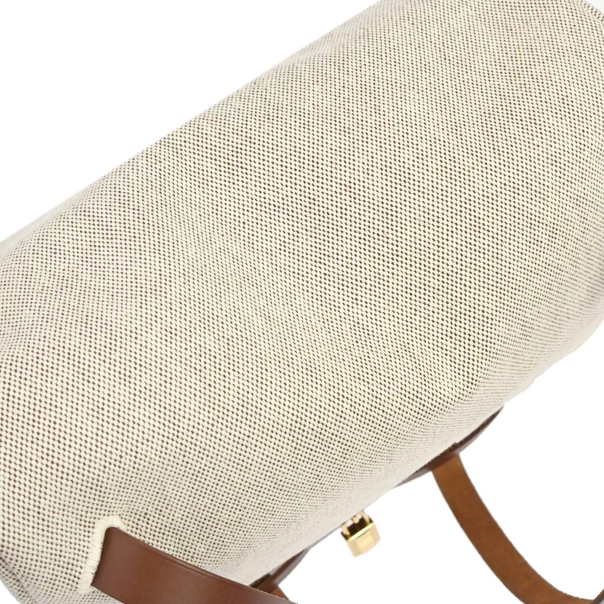 Hermes Beige Brown Toile H Herbag a Dos 2 in 1 Backpack