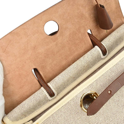 Hermes Beige Brown Toile H Herbag a Dos 2 in 1 Backpack
