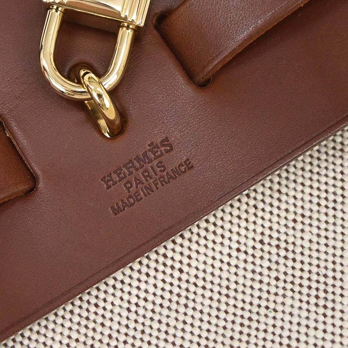 Hermes Beige Brown Toile H Herbag a Dos 2 in 1 Backpack