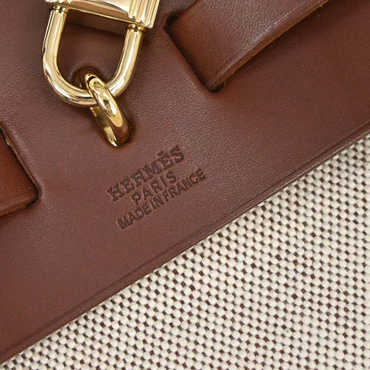 Hermes Beige Brown Toile H Herbag a Dos 2 in 1 Backpack