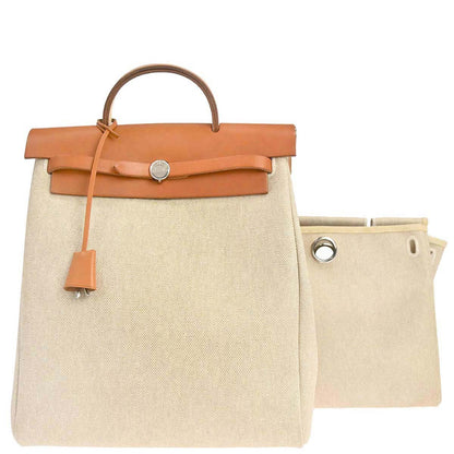 Hermes Natural Toile H Herbag a Dos 2 in 1 Backpack