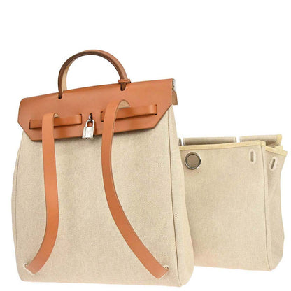 Hermes Natural Toile H Herbag a Dos 2 in 1 Backpack