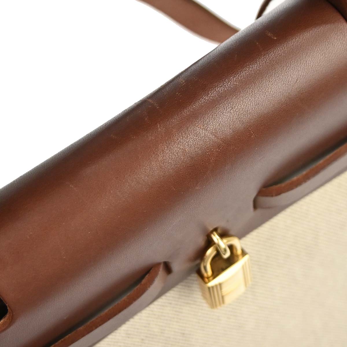 Hermes Beige Brown Toile H Herbag MM 2 in 1 Shoulder Handbag
