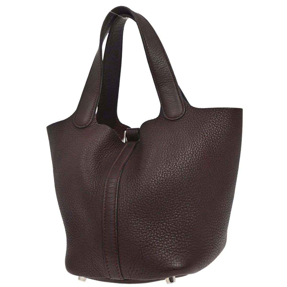 Hermes 2008 Havane Taurillon Clemence Picotin Lock 18 PM Handbag