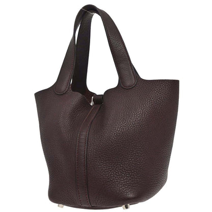 Hermes 2008 Havane Taurillon Clemence Picotin Lock 18 PM Handbag