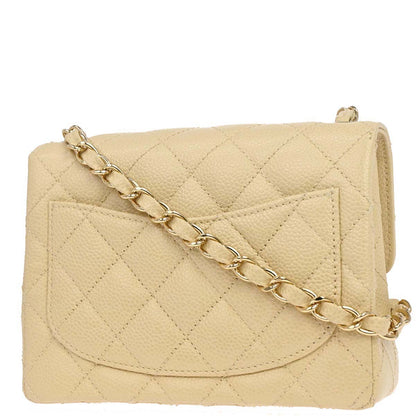 Chanel 2005-2006 Beige Caviar Skin Mini Classic Square Flap Shoulder Bag 17