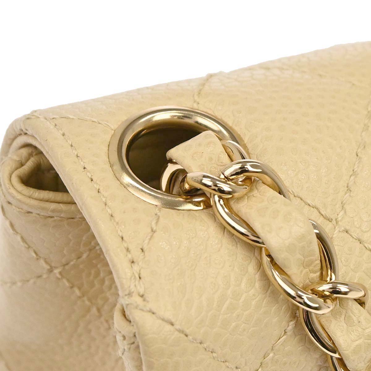 Chanel 2005-2006 Beige Caviar Skin Mini Classic Square Flap Shoulder Bag 17
