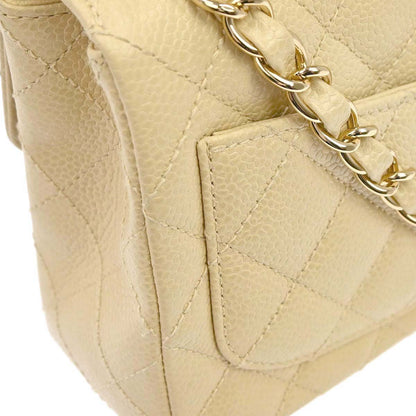 Chanel 2005-2006 Beige Caviar Skin Mini Classic Square Flap Shoulder Bag 17