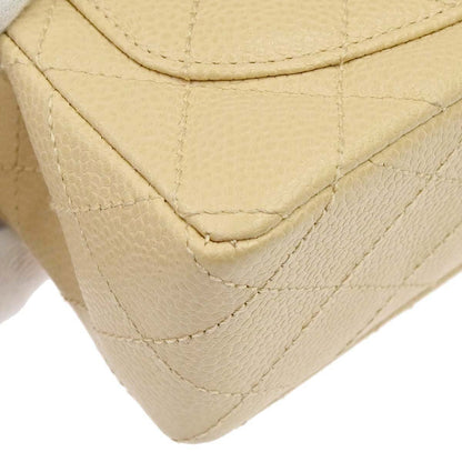 Chanel 2005-2006 Beige Caviar Skin Mini Classic Square Flap Shoulder Bag 17