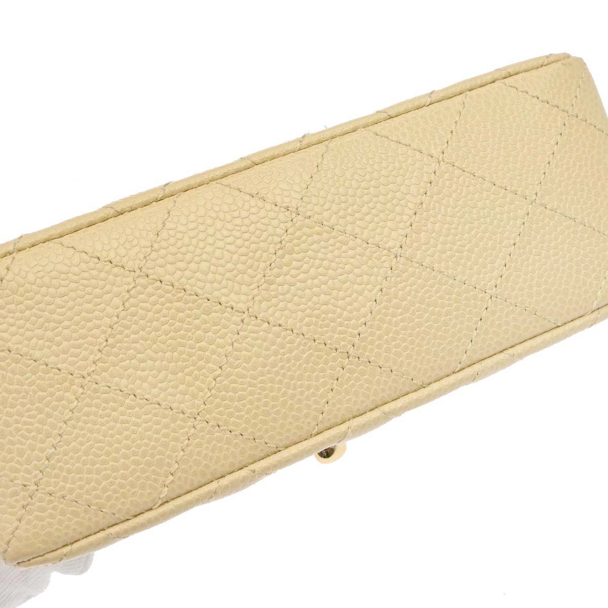 Chanel 2005-2006 Beige Caviar Skin Mini Classic Square Flap Shoulder Bag 17
