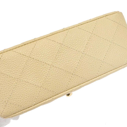 Chanel 2005-2006 Beige Caviar Skin Mini Classic Square Flap Shoulder Bag 17