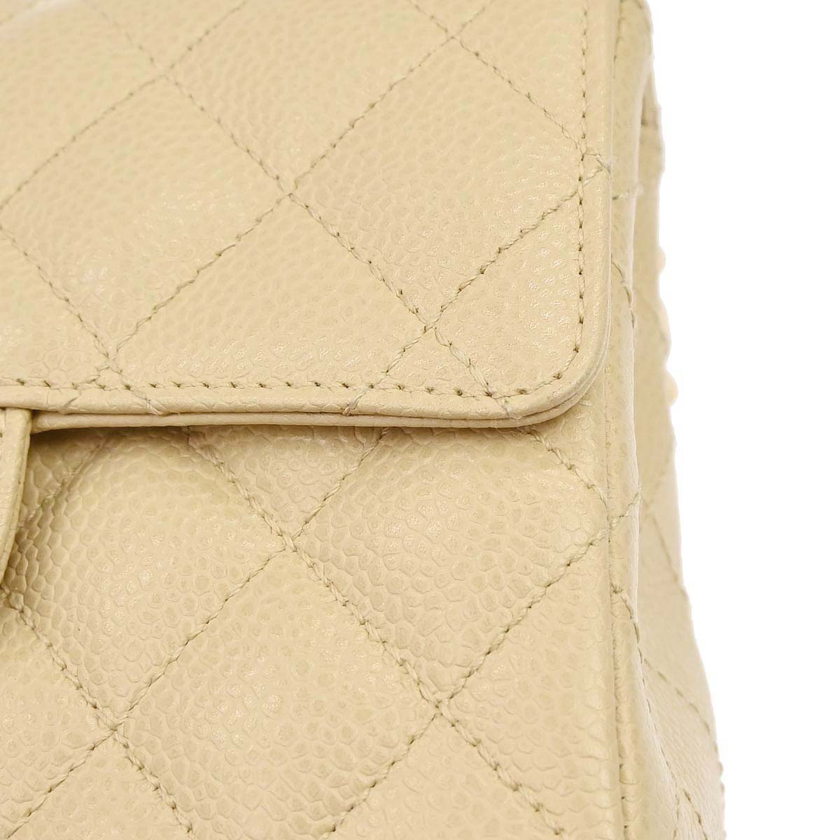 Chanel 2005-2006 Beige Caviar Skin Mini Classic Square Flap Shoulder Bag 17