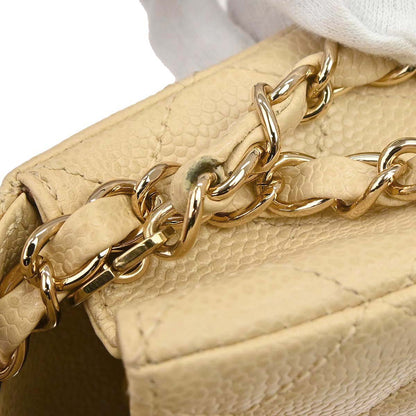 Chanel 2005-2006 Beige Caviar Skin Mini Classic Square Flap Shoulder Bag 17