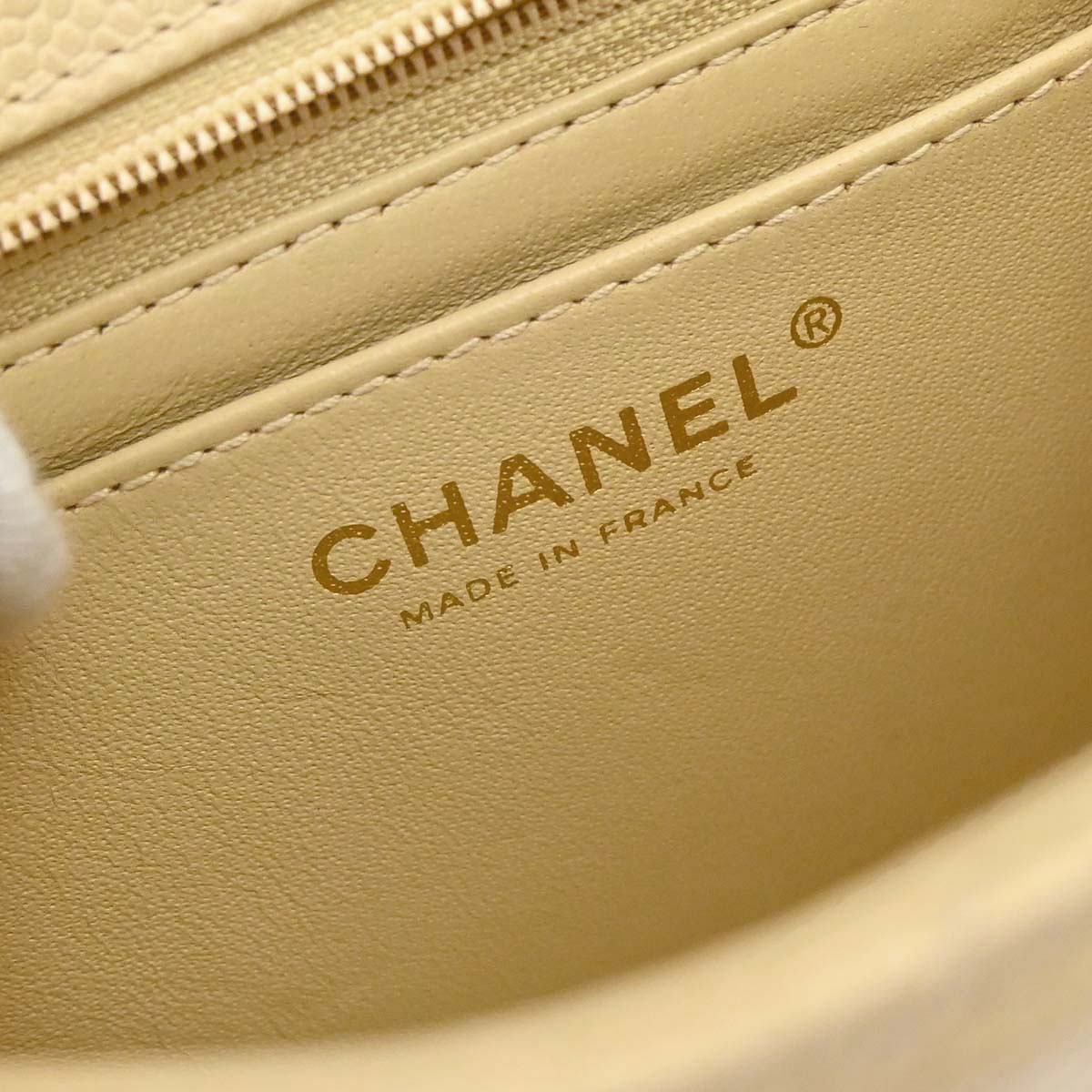 Chanel 2005-2006 Beige Caviar Skin Mini Classic Square Flap Shoulder Bag 17