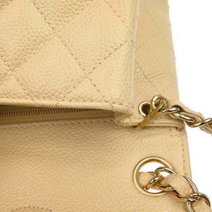 Chanel 2005-2006 Beige Caviar Skin Mini Classic Square Flap Shoulder Bag 17