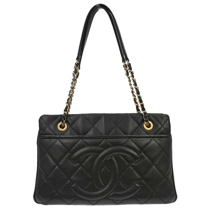 Chanel 2014 Black Caviar Skin Timeless CC Chain Tote Bag