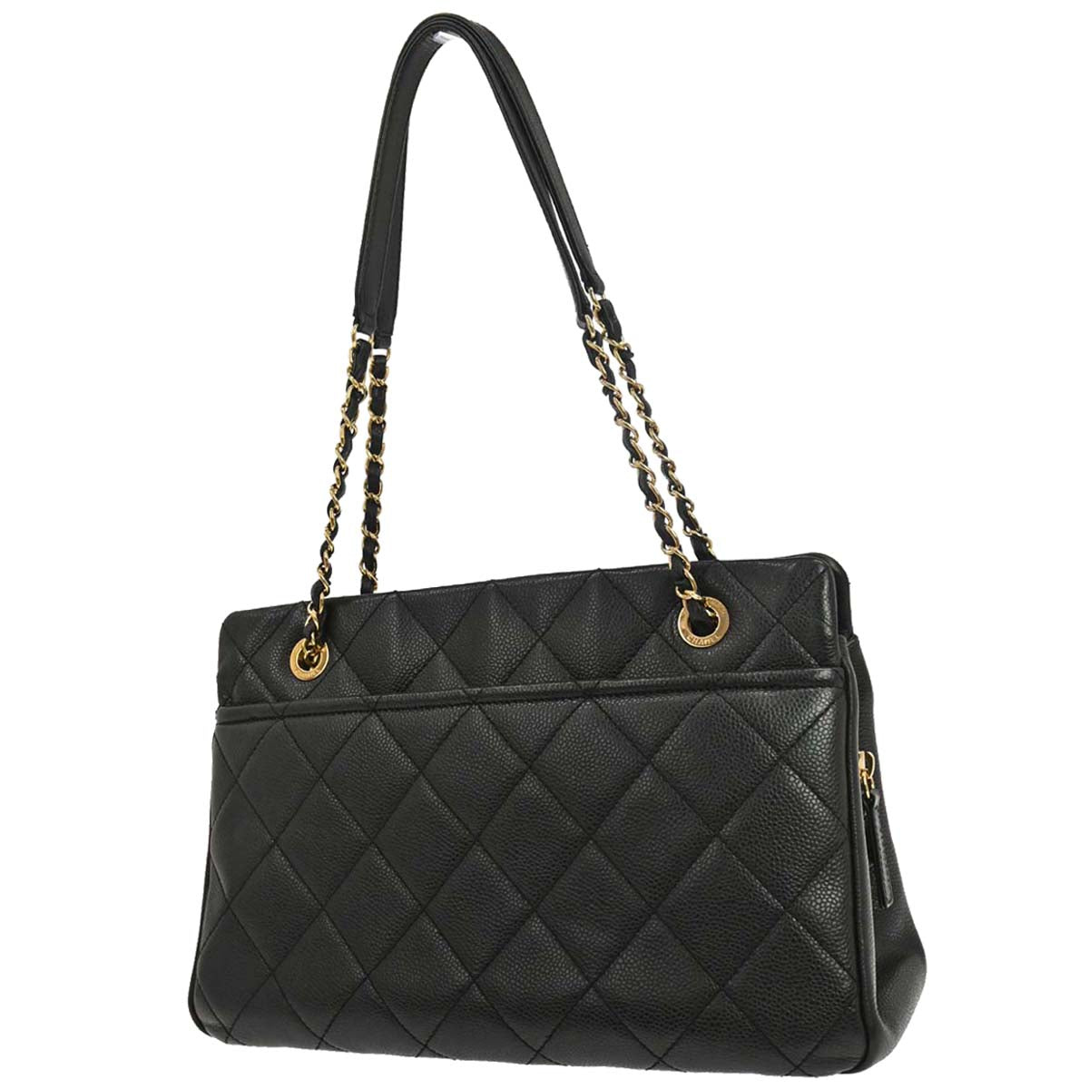 Chanel 2014 Black Caviar Skin Timeless CC Chain Tote Bag