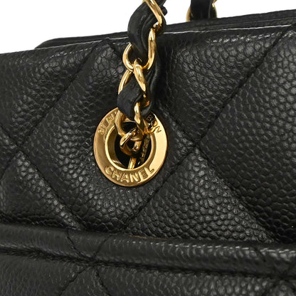 Chanel 2014 Black Caviar Skin Timeless CC Chain Tote Bag