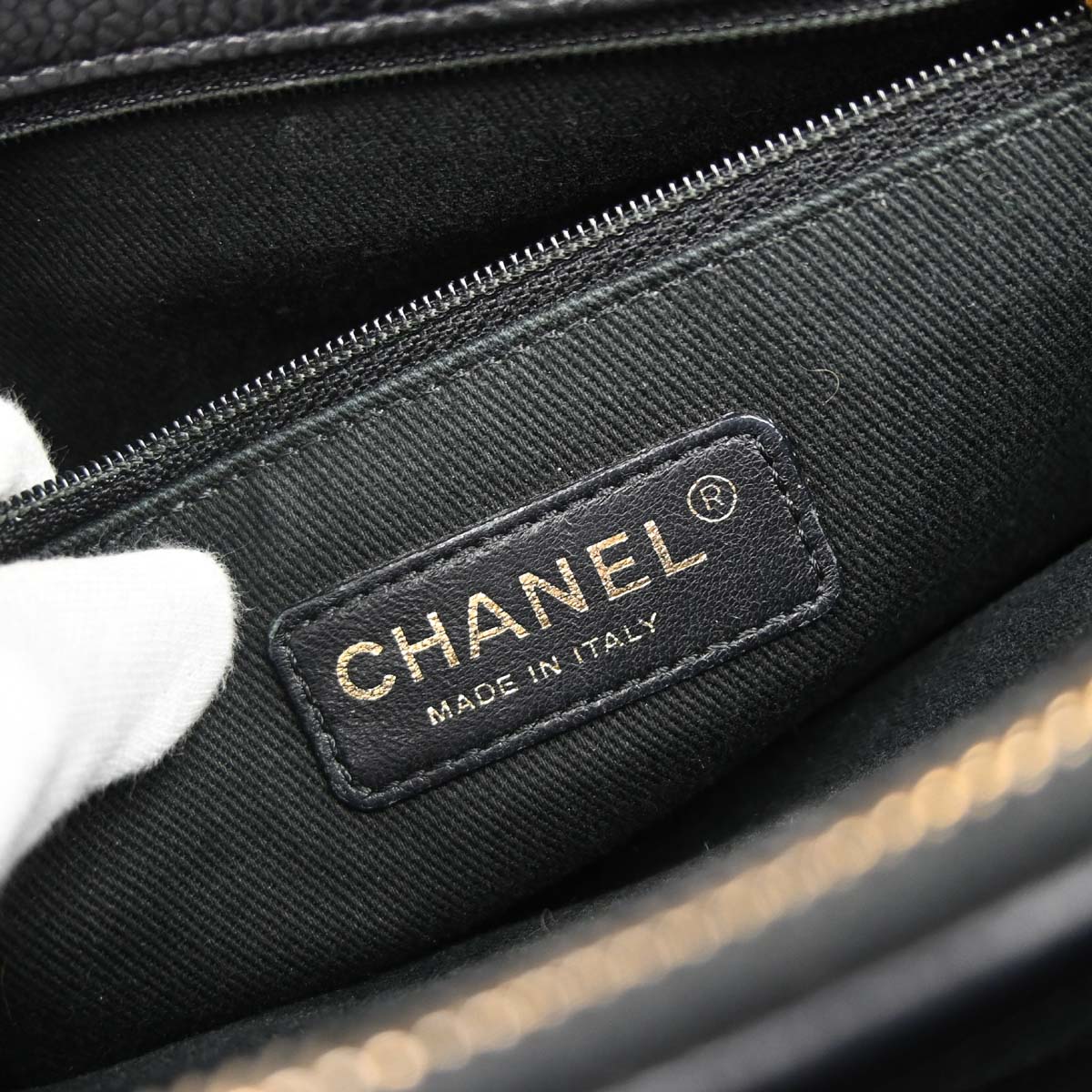 Chanel 2014 Black Caviar Skin Timeless CC Chain Tote Bag