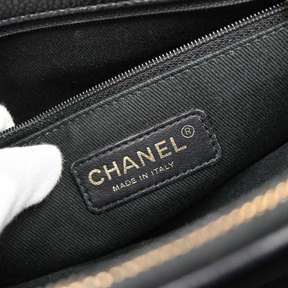 Chanel 2014 Black Caviar Skin Timeless CC Chain Tote Bag