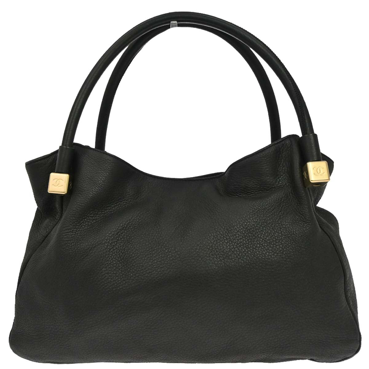 Chanel 2002-2003 Black Deerskin CC Dice Tote Handbag