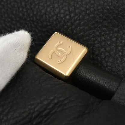 Chanel 2002-2003 Black Deerskin CC Dice Tote Handbag