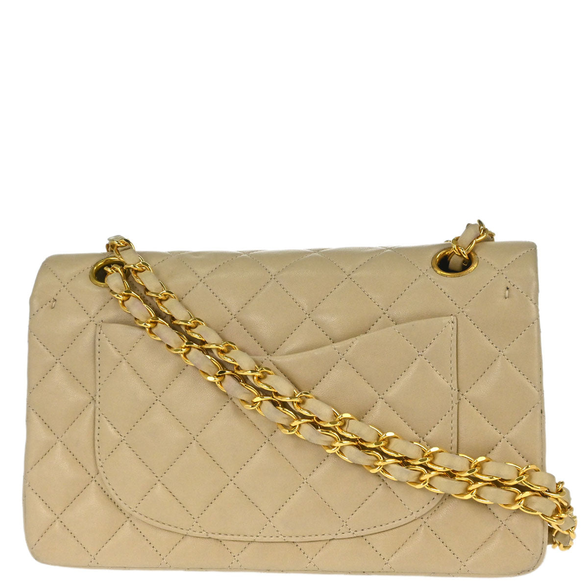 Chanel Beige Lambskin Medium Classic Double Flap Shoulder Bag