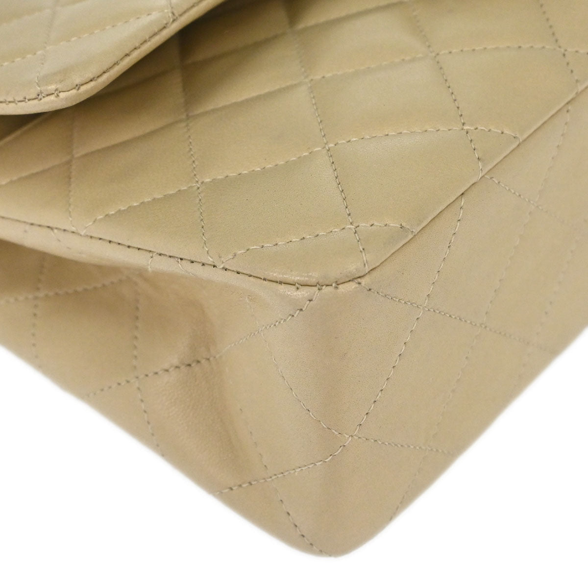 Chanel Beige Lambskin Medium Classic Double Flap Shoulder Bag
