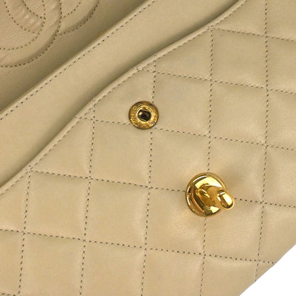 Chanel Beige Lambskin Medium Classic Double Flap Shoulder Bag
