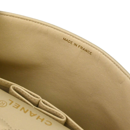 Chanel Beige Lambskin Medium Classic Double Flap Shoulder Bag