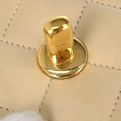 Chanel Beige Lambskin Medium Classic Double Flap Shoulder Bag